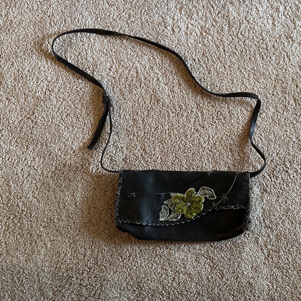 Chic Black Floral Women's Clutch